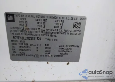 2013 Cadillac Srx Premium Collection z USA, uszkodzony, nr VIN 3GYFNJE3XDS631724